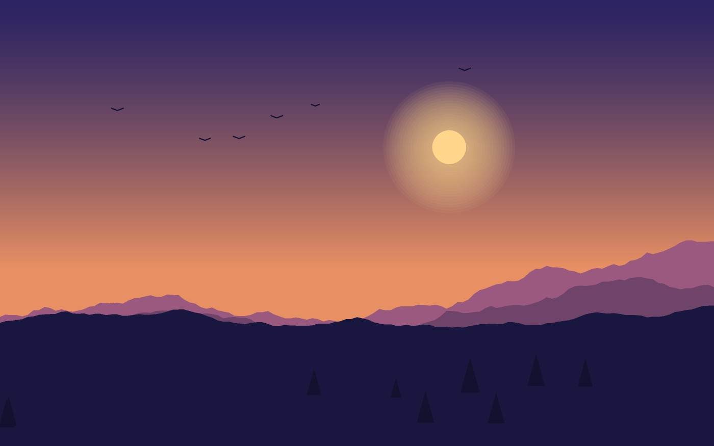 Ilustração de uma paisagem